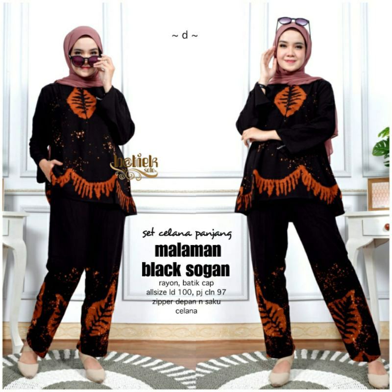 set celana panjang malaman black sogan