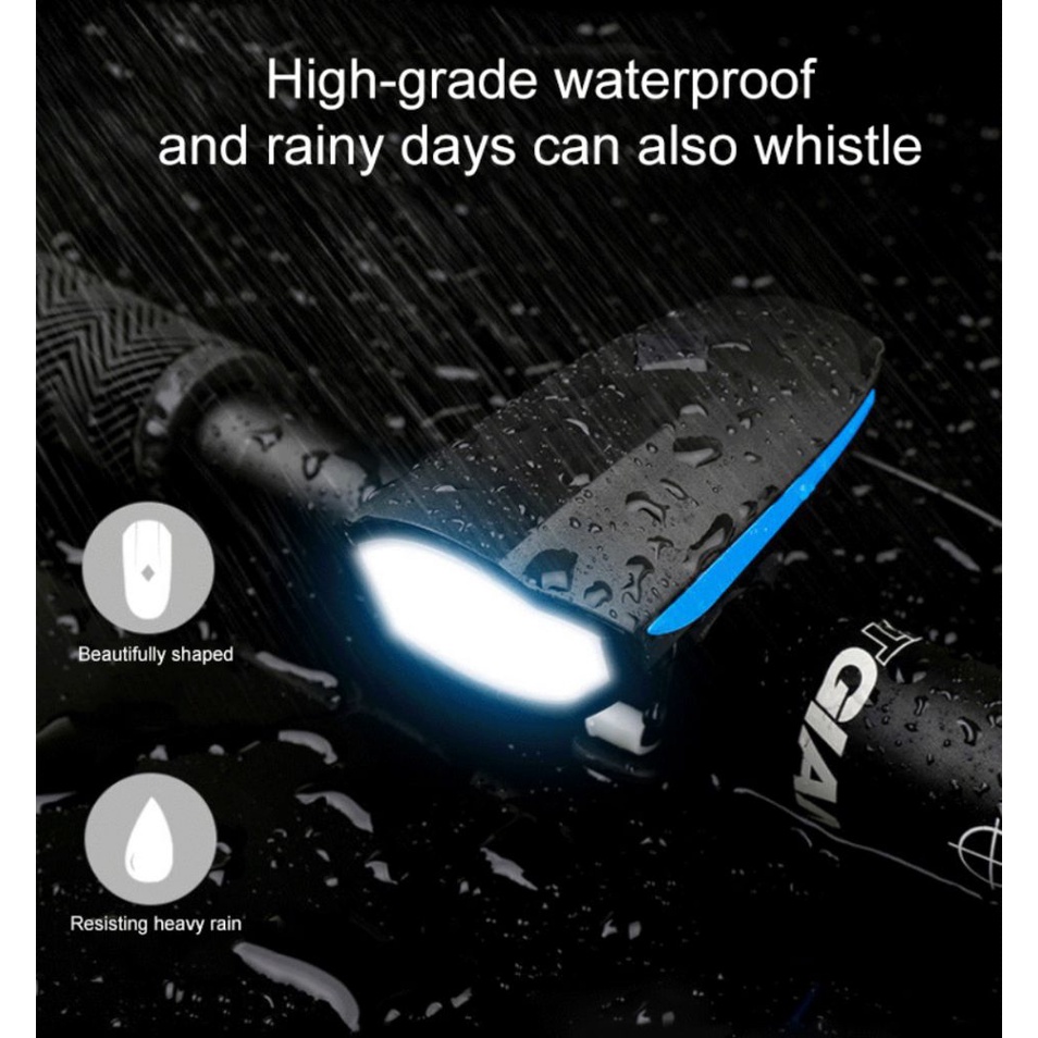 Bike Headlight USB Rechargeable Bicycle Set Waterproof LED Three-light Outdoor Lighting Riding Flashlight with Horn -OW-