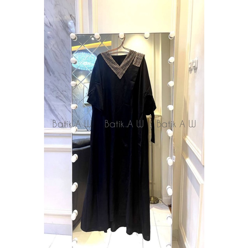 Kaftan Tsamira DST - Kaftan Arabian Polos Renda Free Belt Size Jumbo Lengan Panjang Rayon Diamond Kaftan Wanita