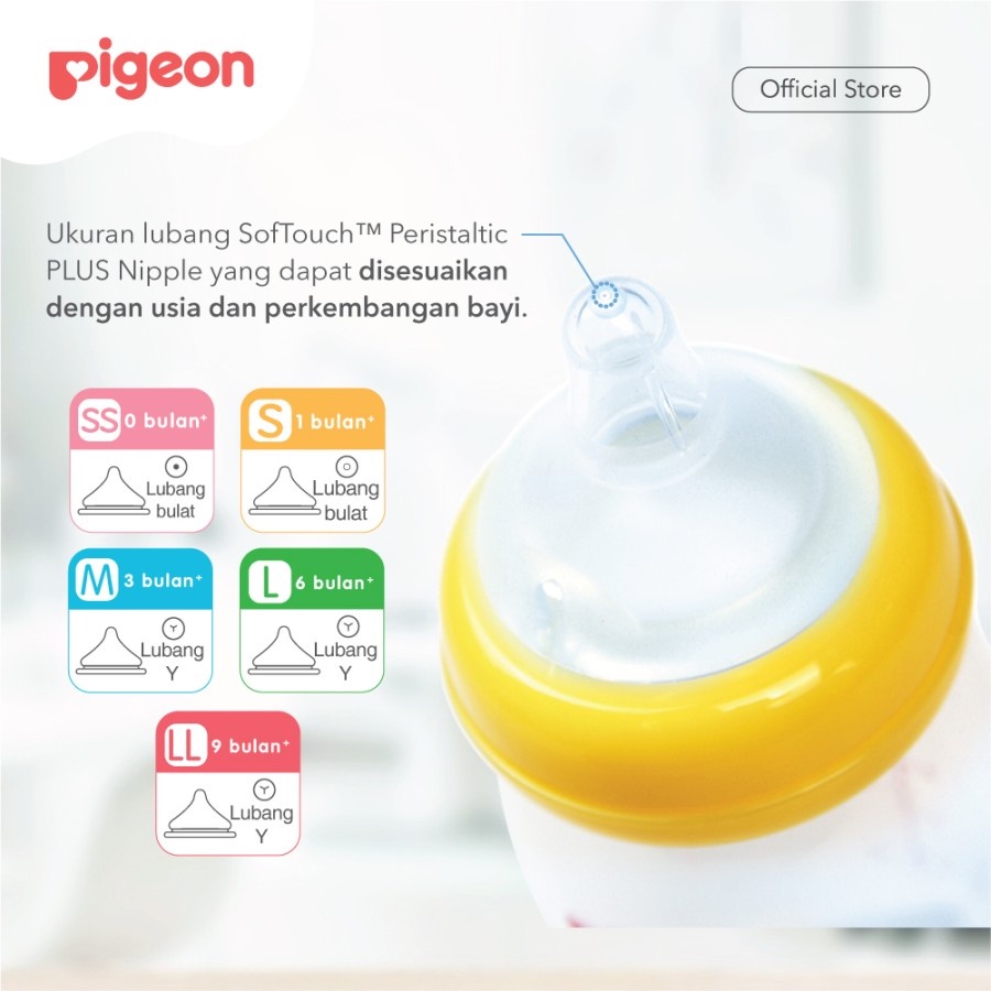 Pigeon Soft Touch Peristaltic Plus Nipple size S M L 2pcs Dot Bayi Pigeon