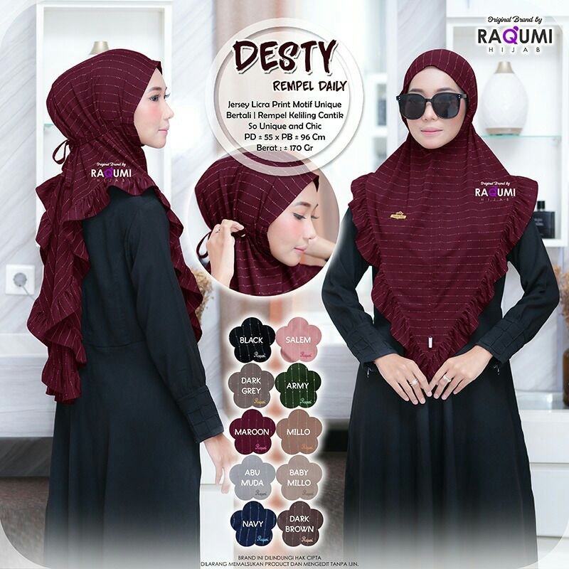 Hijab Instant Terbaru Desty Rempel Original Raqumi