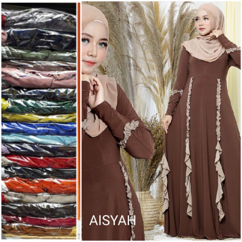 AISYAH DRESS JERSEY BUSANA MUSLIM