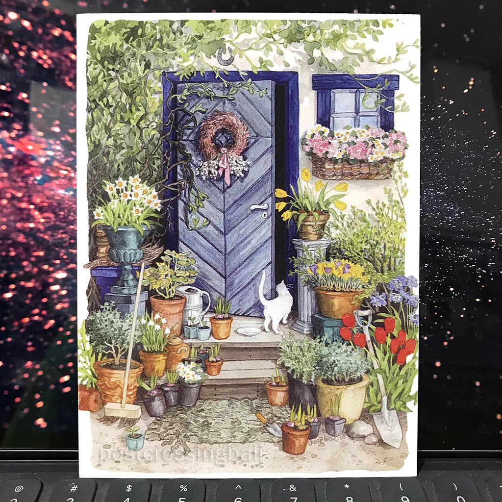 

Postcard Illustrasi Pintu Door Kebun Garden Kucing Cat Illustration Cute Kartu Pos Lucu Imut Murah Bahan Tebal Mewah PROMO