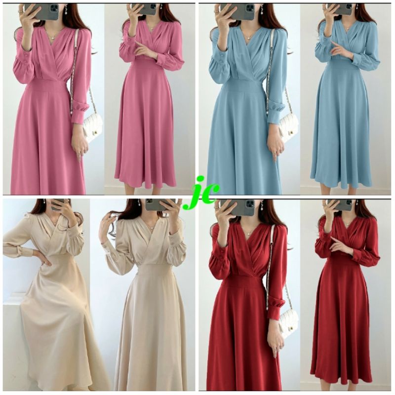 JCTK - Long Dress Glamola / Dress Casual Lengan Panjang / Dress Wanita Fashion