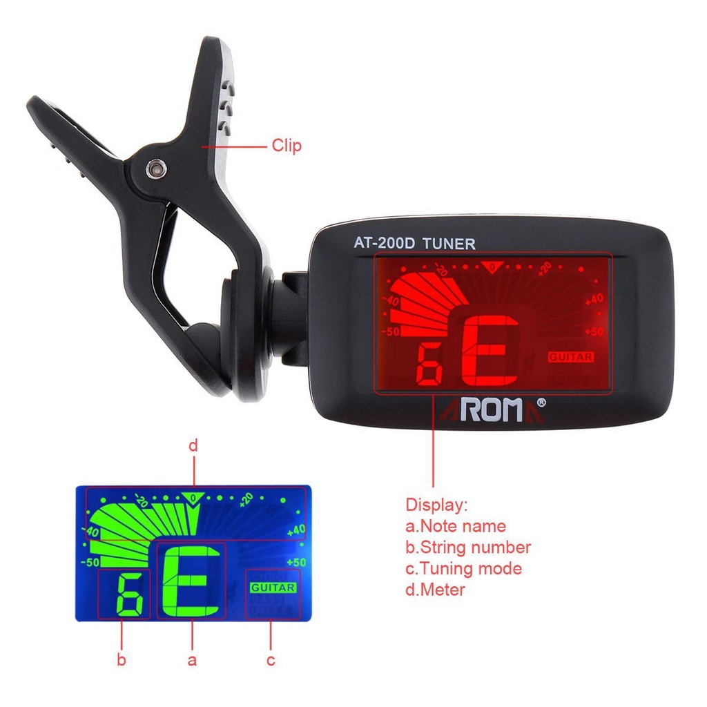 Tuner Digital Elektrik Model Clip-on Untuk Gitar Akustik / Ukulele / Biola