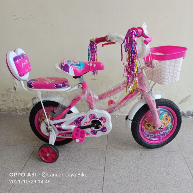 Sepeda mini anak perempuan dengan keranjang ukuran 12 inch phoenix star