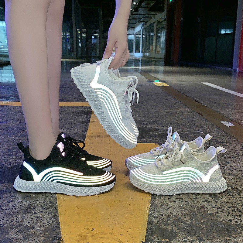 Guezealas Sepatu Wanita Sneakers Tali - Sepatu Wanita Sneakers Import Korea Model Terbaru Glow In