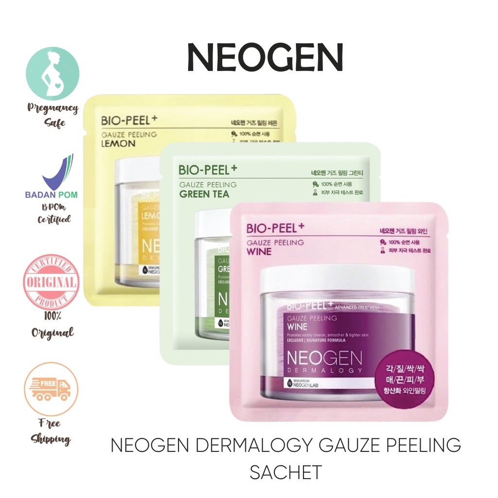 NEOGEN Dermalogy Bio Peel Gauze Peeling Green Tea | Lemon | Wine 1 Pad Sachet Ecer ✔️BPOM (KIM)