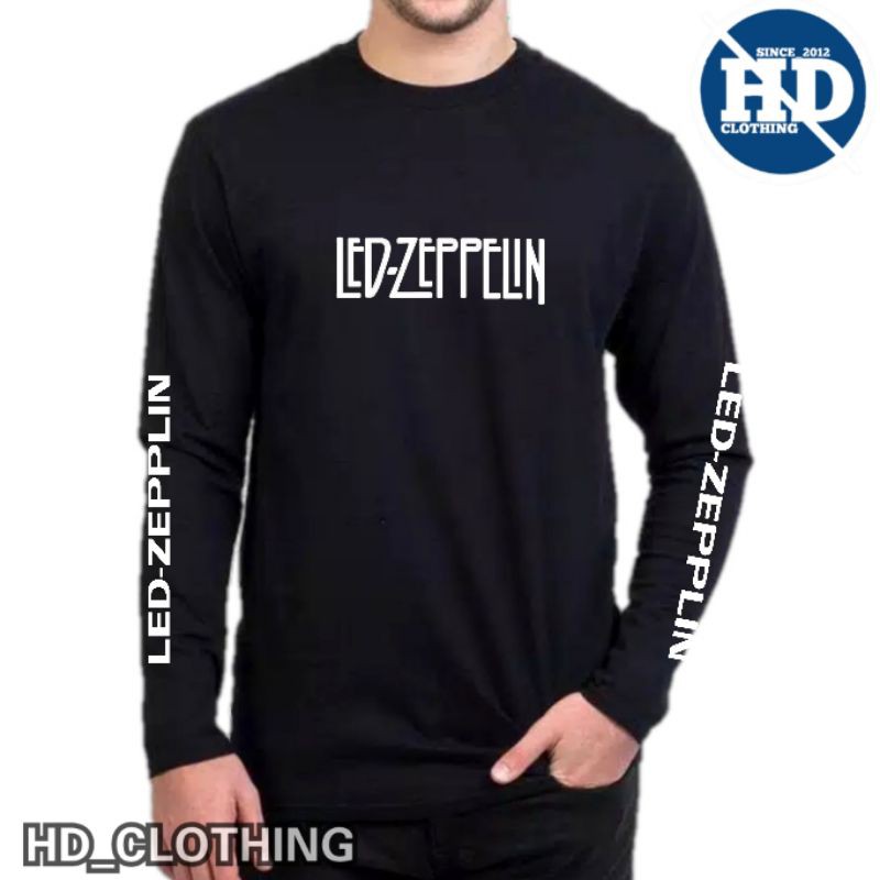 baju kaos atasan pria lengan panjang tema musik band ledzeppelin cotton combed 30s