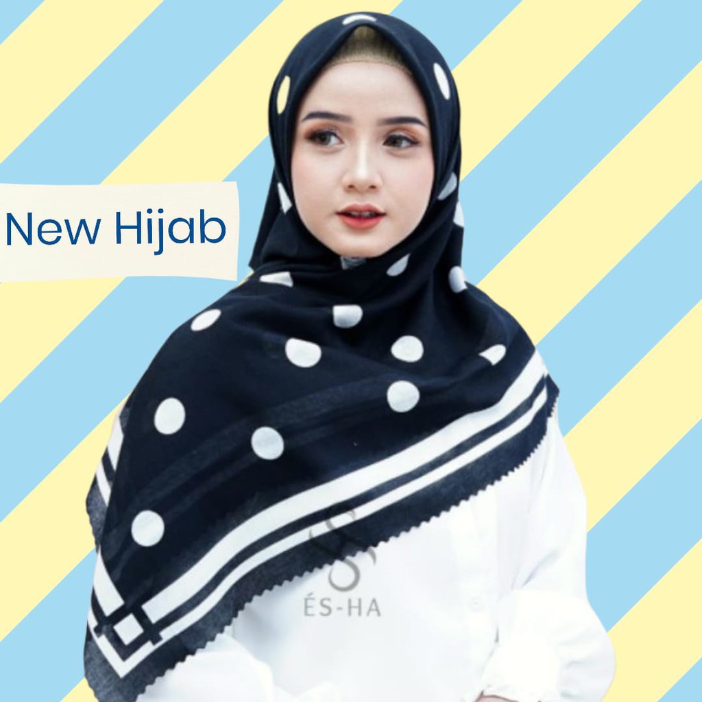 Jilbab Segi Empat Motif Polkadot Voal Lc Hijab Lasercut Polcadot Premium Hitam