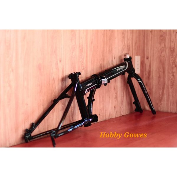 Bermutu  Frame seli folding bike INHON Tough Chromoly 20 22 Black Hitam Glossy disc brake not fnhon