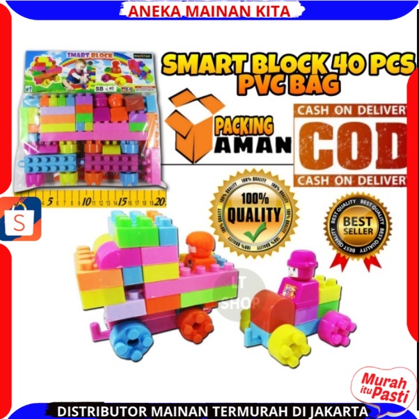 Mainan Anak 1 PACK ISI 40 PCS DIY Building Block Robot Mobil Blok Susun Puzzle Bahan Bagus New