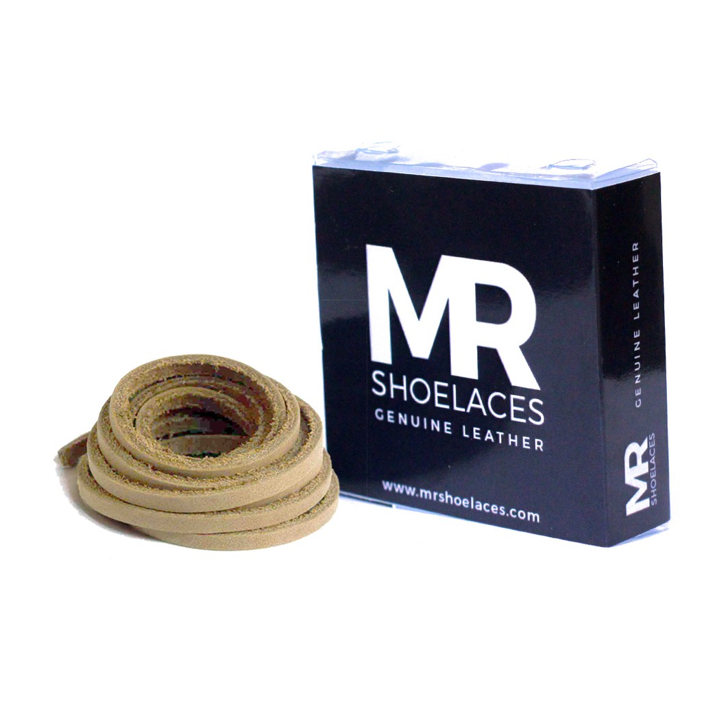 MR Shoelaces LR08 Natural - Tali Sepatu Kulit 60cm 80cm 100cm 120cm 140cm - Premium Leather Shoelace