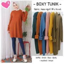 tunik slit dress rajut wanita muslim panjang/boxi tunik dress rajut wanita