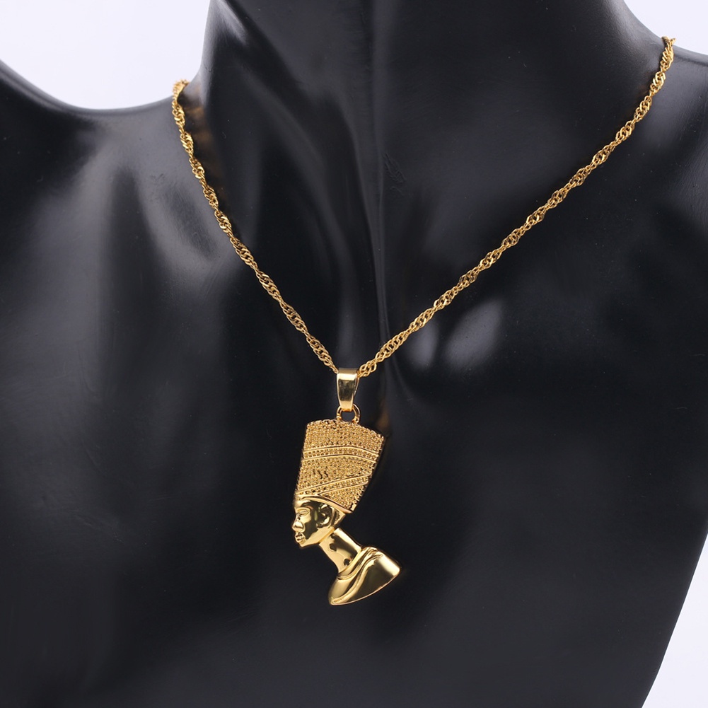 Hu Hu Hu Hu Hu Alat Bantu Pasang Kacamata♡ Kalung Rantai Liontin Firaun Mesir Kuno Bahan Alloy Gaya Hip Hop Untuk Pria