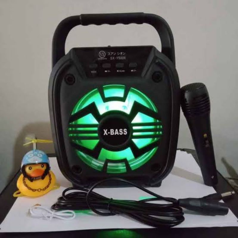 Speaker bluetooth karaoke Fleco F 6111/6112 ukuran 6,5 inchi Gratis microphone kabel