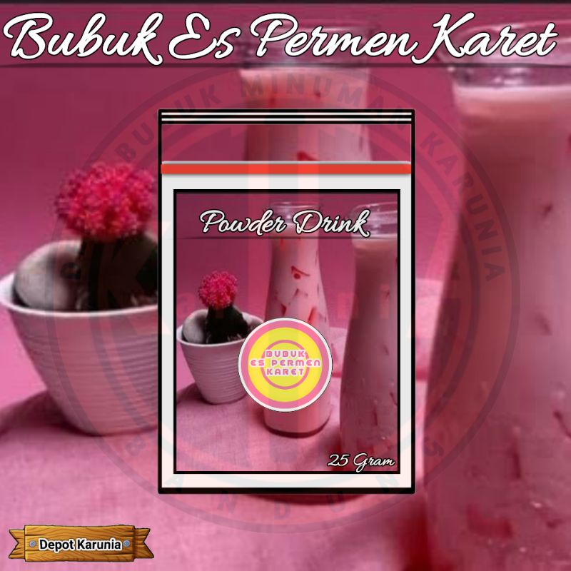 Bubuk Minuman Rasa Es Permen Karet 25gr / Minuman Serbuk Kekinian Rasa Bubble Gum Pink / Minuman Viral