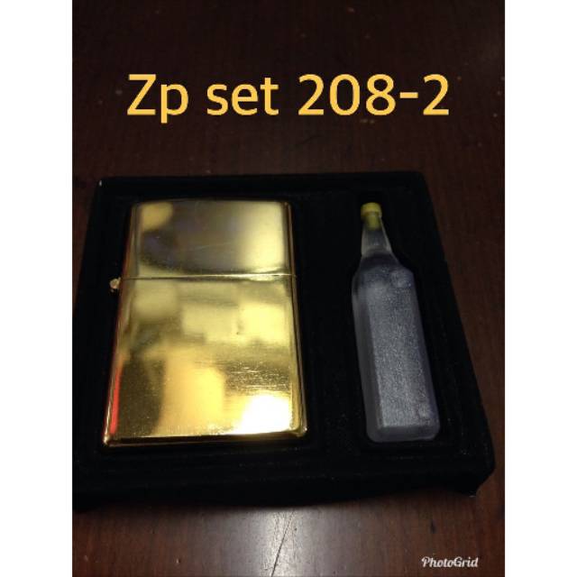 Keren - Zippo Gold Berdenting Kw Super - ZP Set 208-2  Bonus Minyak - Lighter - Korek Api - Mancis