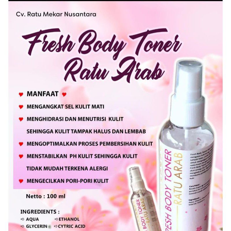 FRESH BODY TONER RATU ARAB OPTIMALKAN PEMBERSIHAN KULIT