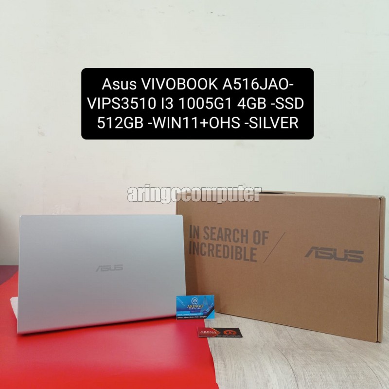 Laptop Asus VIVOBOOK A516JAO-VIPS3510 I3 1005G1 4GB -SSD 512GB -WIN11+OHS -SILVER