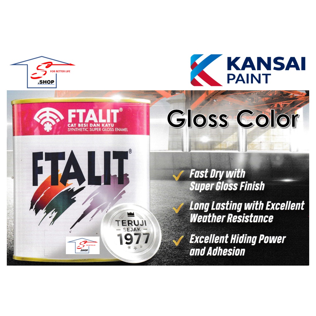 

Cat Kayu dan Besi FTALIT 1kg Gloss Color / Warna Kilap