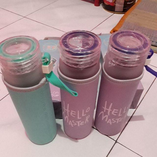 Botol Minum Hello Master Colourful Kaca 480ml
