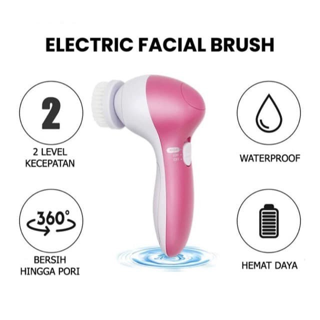 BAROKAH GAMIS Facial Exfoliator Electric Facial Brush 5 IN 1 BENEFIT FOR YOUR BODY