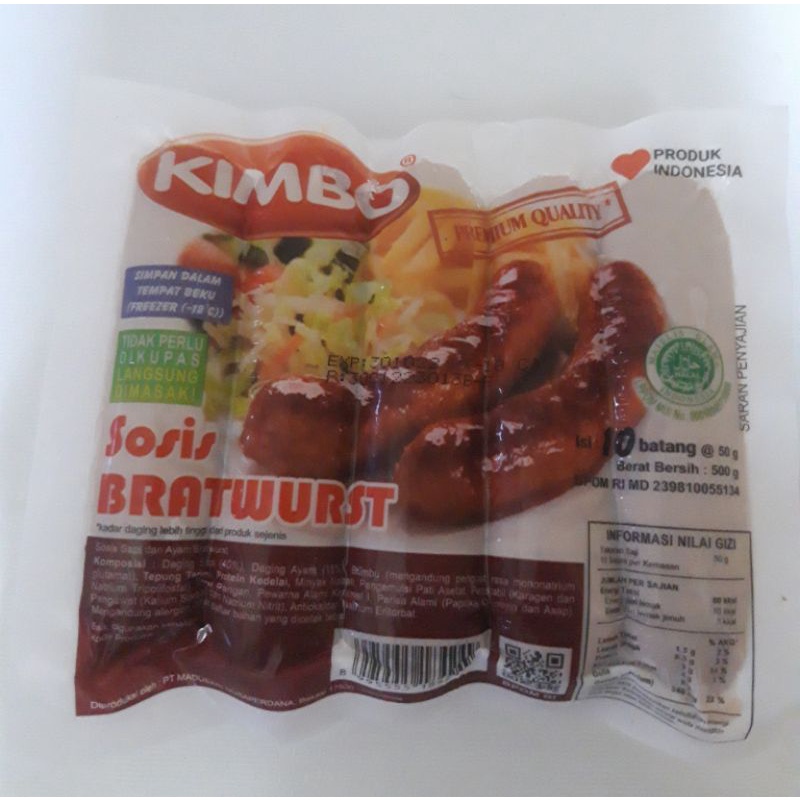 

Kimbo sosis sapi bratwust isi 10 pcs 500gr
