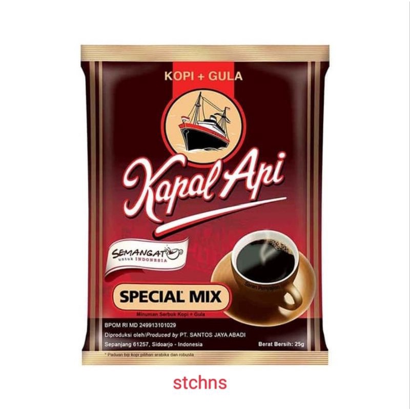 

Kapal Api Special Mix Kopi Hitam Plus Gula 1 Sachet 25gr