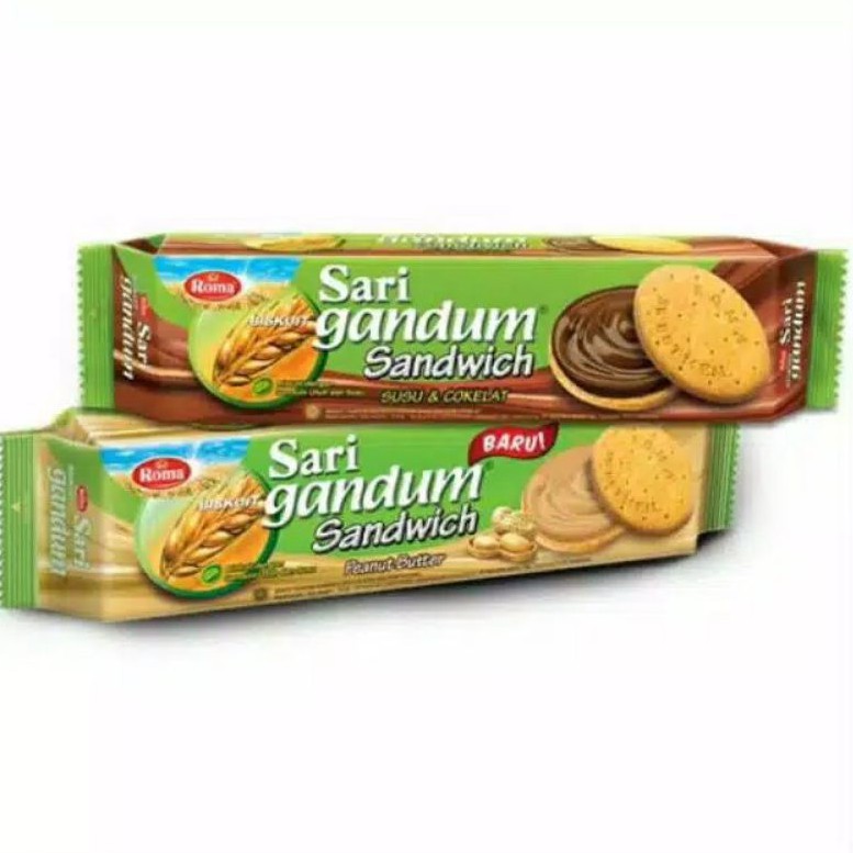 

Roma Sari Gandum Sandwich 115gr Sandwich Susu & Coklat - Peanut Butter/Kacang