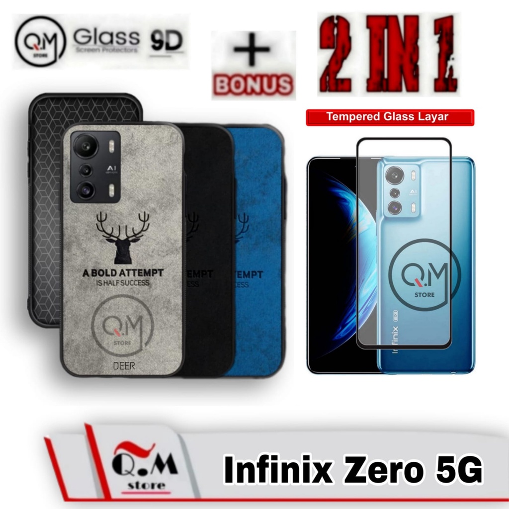 Paket 2 in1 Case Infinix Zero 5G Softcase Deer Pelindung Back Cover High Quality Bermotif Deer Jens