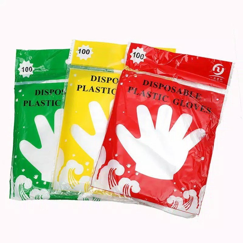 DISPOSABLE GLOVES ISI 100PCS/PACK SARUNG TANGAN PLASTIK SEKALI PAKAI