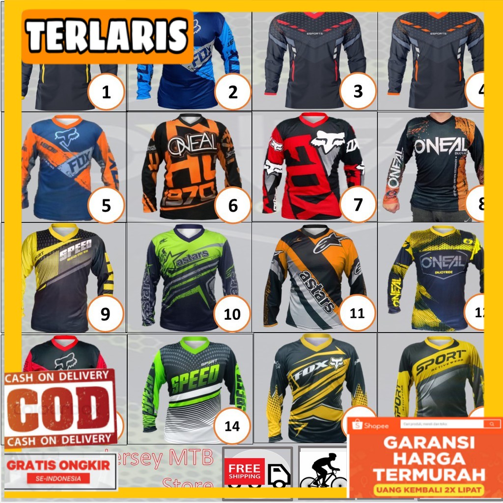 Grosir Baju Jersey Sepeda MTB Downhill dan Motocross Trail Desain Pakaian Bersepeda Terbaru