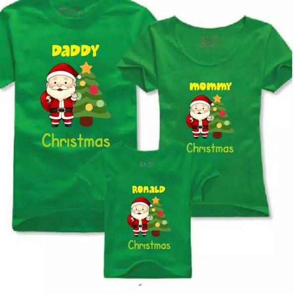 ♜ Baju Kaos Keluarga Family Couple Natal Request Nama Merry Christmas ♂