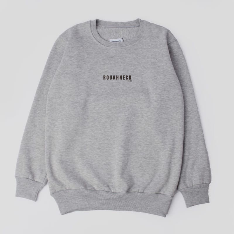 Sweater Roughneck - Roughneck CT004 Misty Grey Mini Sig Black Crewneck - crewneck roughneck - jaket 