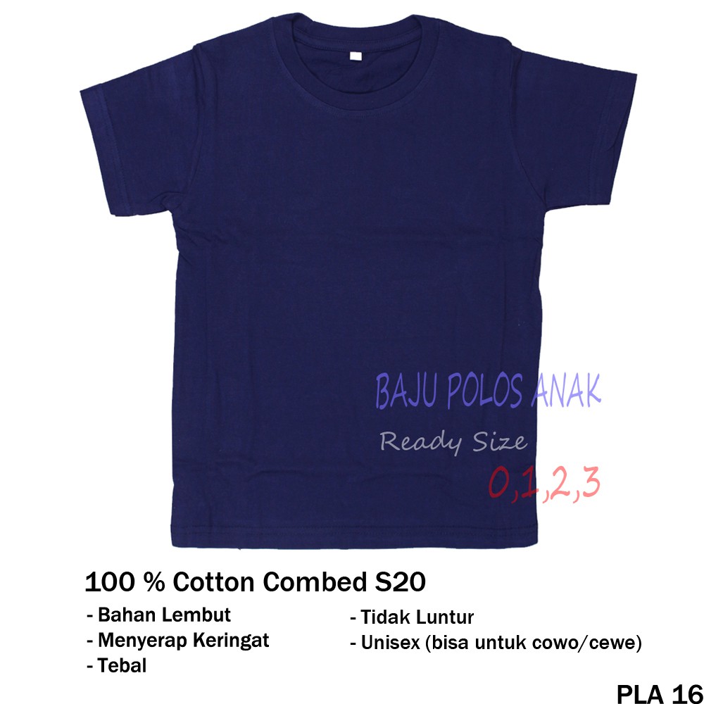 Baju Polos Anak Lengan Pendek - PLA 16