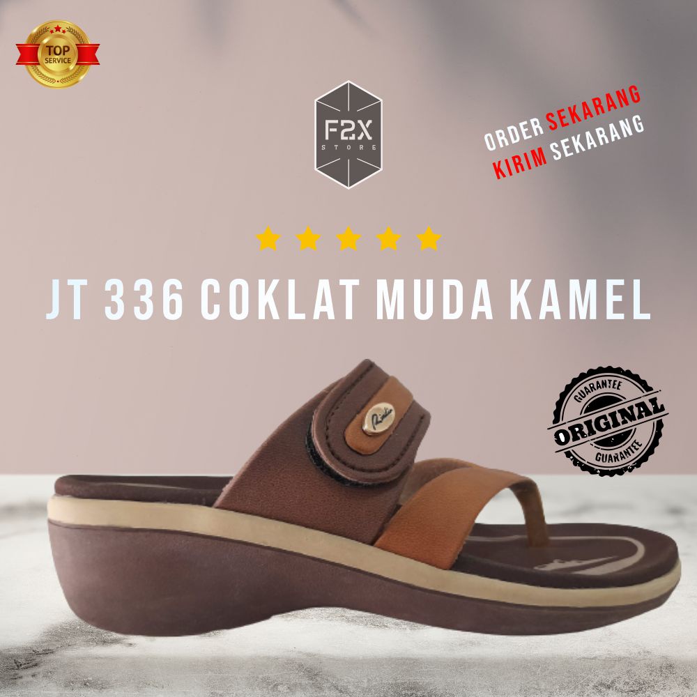 SANDAL WANITA / SENDAL WANITA JEPIT WEDGES TRENDY MURAH RINDI JT 336 COKLAT MUDA KAMEL