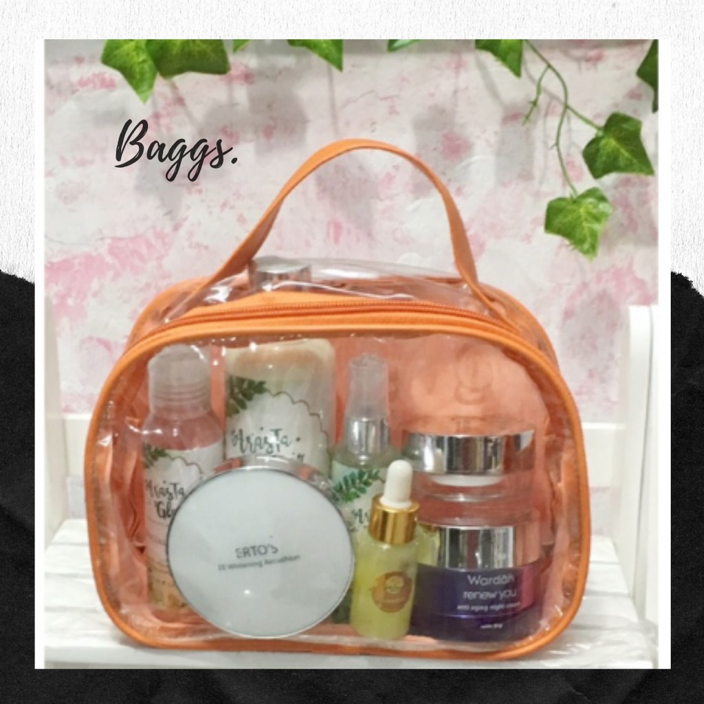 Pouch Transparan, Dompet Mika, Tas Kosmetik Besar Muat Paket Krim 30gr