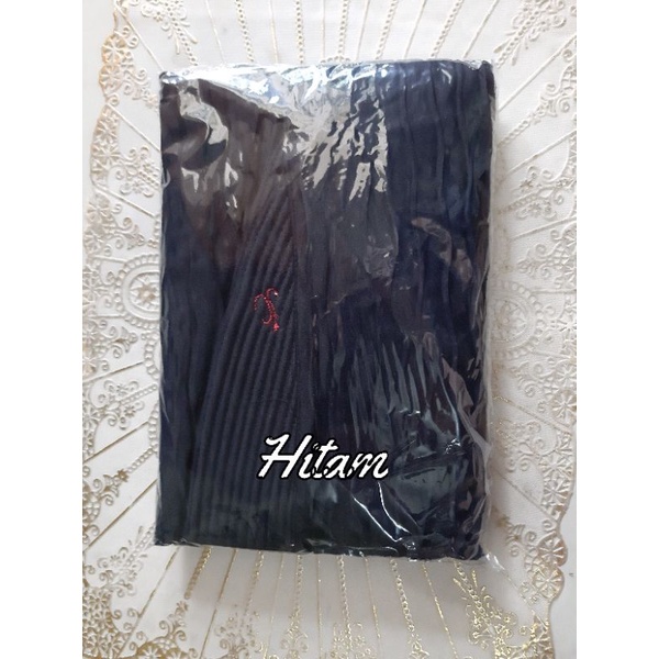 JILBAB BERGO PLISKET GELOMBANG(TK)BERGO TALI URIL Jilbab instan murah-Hitam