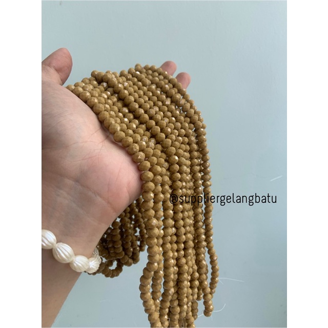 Kristal Ceko 8mm BROWN COKELAT doff bahan premium craft gelang kalung