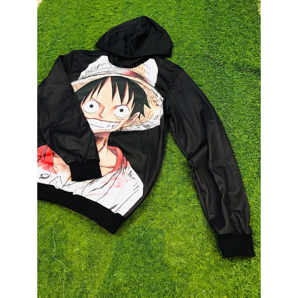 Hoodie Luffy Black Onepiece Anime Manga Premium Unisex