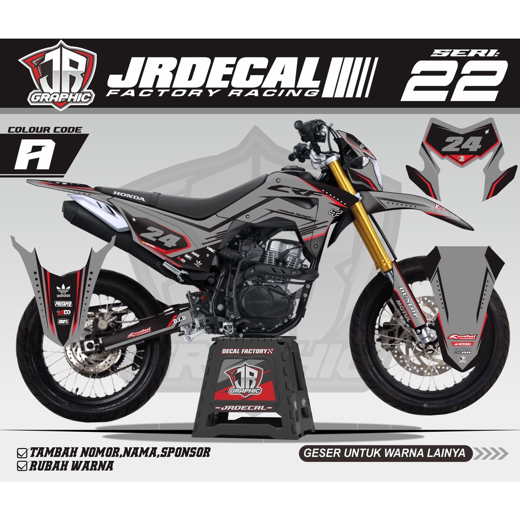 Decal CRF 150L Full Body Abu Abu - DEKAL STIKER CRF 150 L ABU ABU GREY FULLBODY - DECAL STICKER CRF 