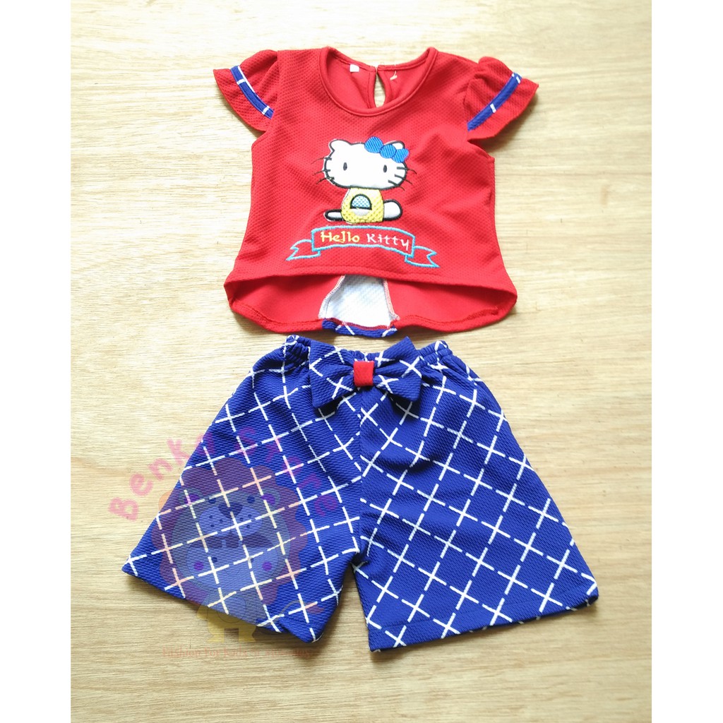 setelan scuba / kulot scuba / kulot anak/ hellokitty