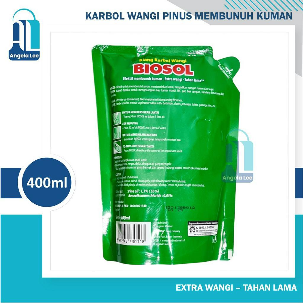 BIOSOL karbol extra wangi bunuh kuman virus pouch 400ml pel pembersih lantai