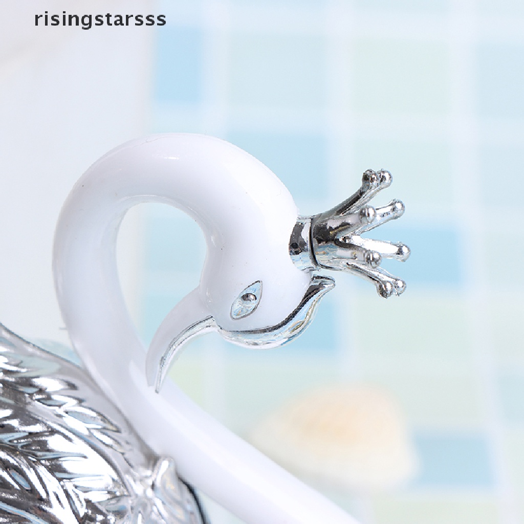 Rsid Span-new 2Pcs Romantic Crown Swan Cake Topper Kue Dessert Baking Decor Hiasan Perlengkapan
