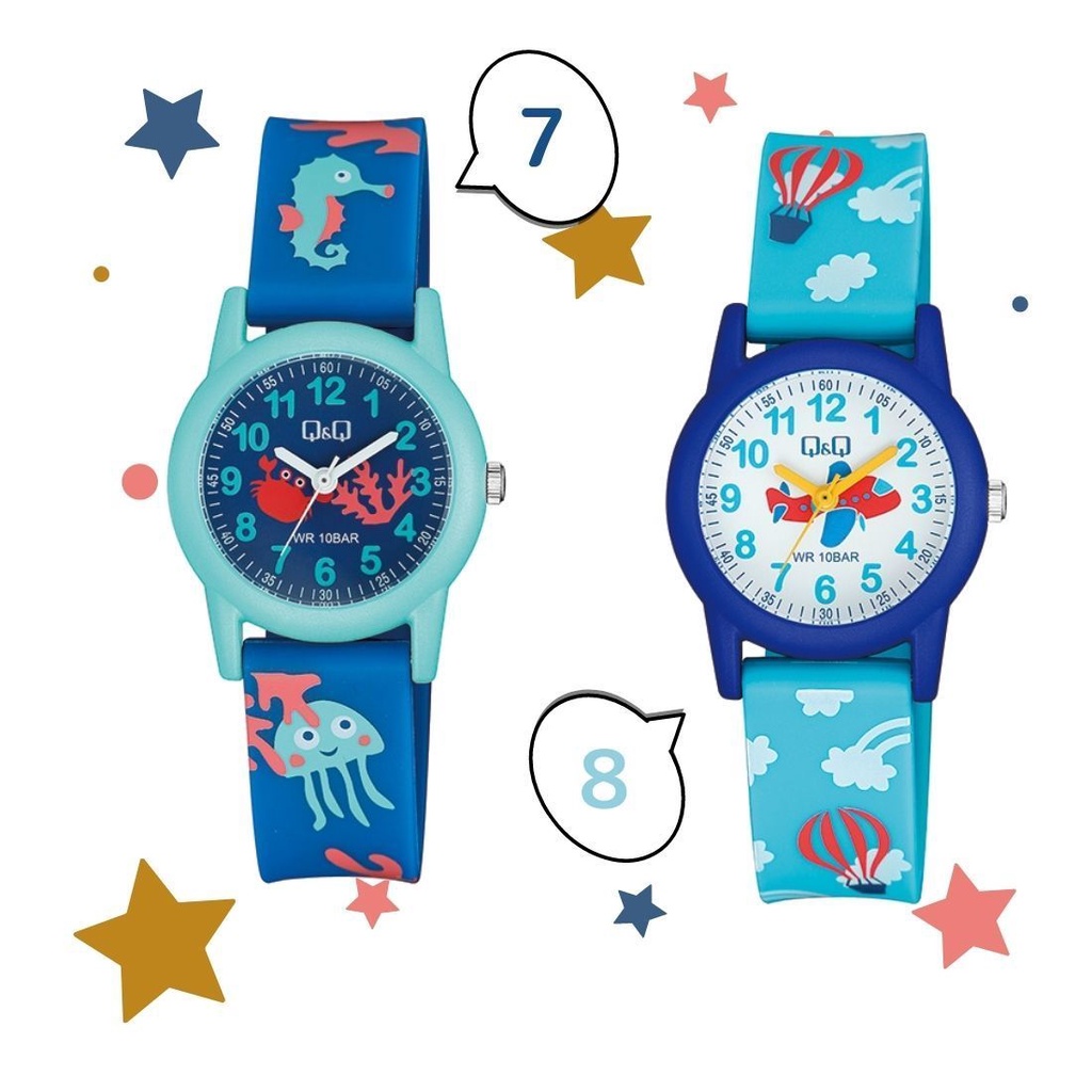 Q&amp;Q QNQ QQ ORIGINAL RUBBER BAND VR99J011-020Y Ready Jam Tangan Anak Anti Air CHEERFULL STYLE