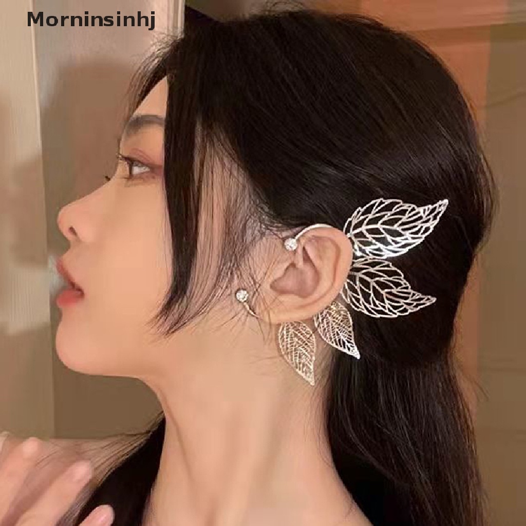 Mornin 1pc Chic Elf Manset Telinga Maple Leaf Berlubang Zircon Leaf Cosplay Peri Anting Klip Untuk Wanita Perempuan Pernikahan Ear Cuff Perhiasan id