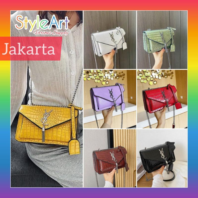 StyleArt SE7071 Tas HandBag Wanita 100% Original Fashion Import Selempang Y8L Envelope Bag Croco