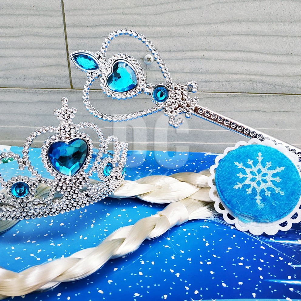 Accessories Frozen  3in1 Elsa Aksesoris Kostum Princess Rambut Mahkota Tongkat