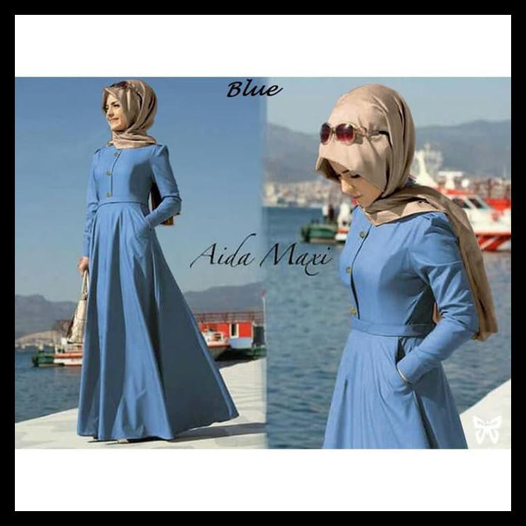 Baju Gamis Syari HOPYLOVY - MAXI AIDA (DENIM CHAMBREY) Dress Pesta